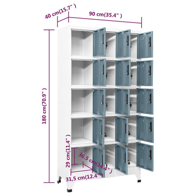 Locker Cabinet Light Grey and Dark Grey 90x40x180 cm Steel Payday Deals