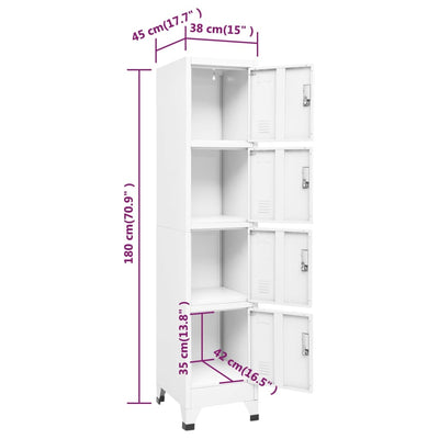 Locker Cabinet White 38x45x180 cm Steel Payday Deals