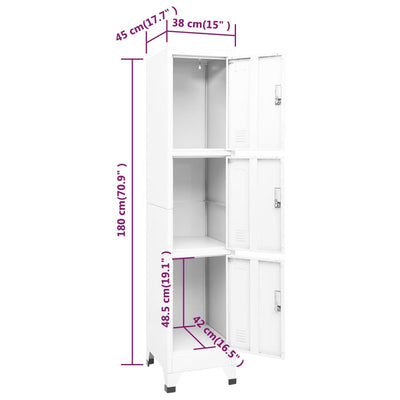 Locker Cabinet White 38x45x180 cm Steel Payday Deals