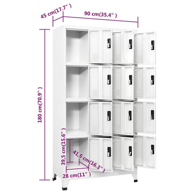 Locker Cabinet White 90x45x180 cm Steel Payday Deals