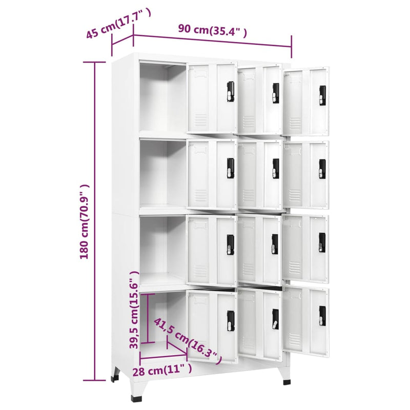 Locker Cabinet White 90x45x180 cm Steel Payday Deals