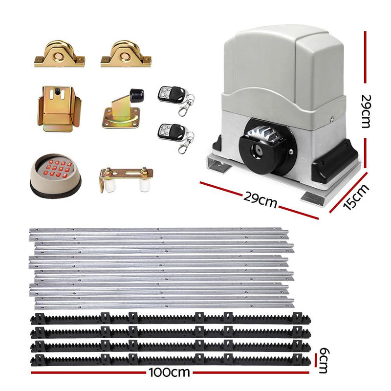 LockMaster Electric Sliding Gate Opener 1200KG With Remote Hardware Kit 4M Rail Payday Deals