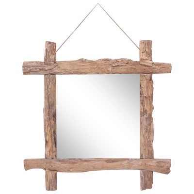 Log Mirror Natural 70x70 cm Solid Reclaimed Wood Payday Deals