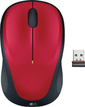 Logitech M235 Wireless Mouse Red Contoured design Glossy Comfort Grip Advanced Optical Tracking 1-year battery life Payday Deals