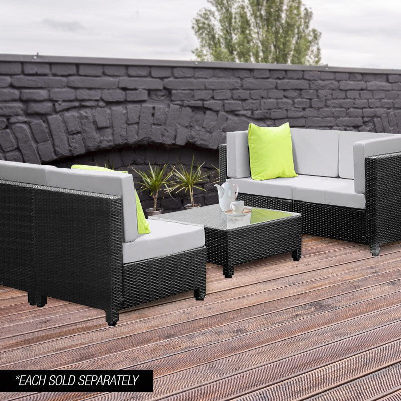 LONDON RATTAN 1pc Sofa Outdoor Furniture Setting -Corner Garden Lounge Chair Payday Deals