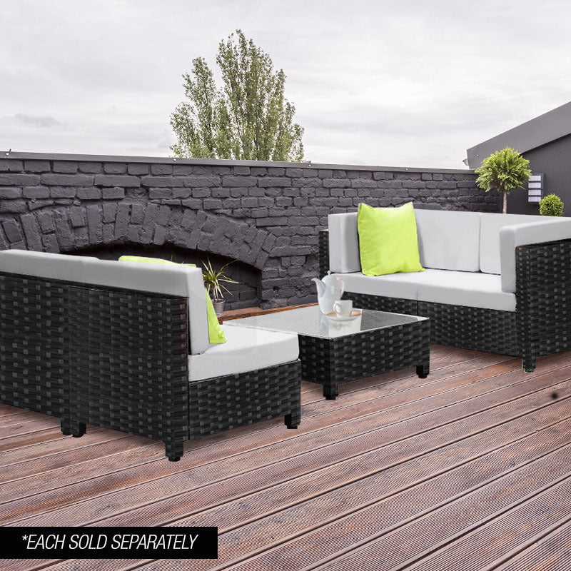 LONDON RATTAN 1pc Sofa Outdoor Furniture Setting - Steel Frame Garden Lounge Payday Deals