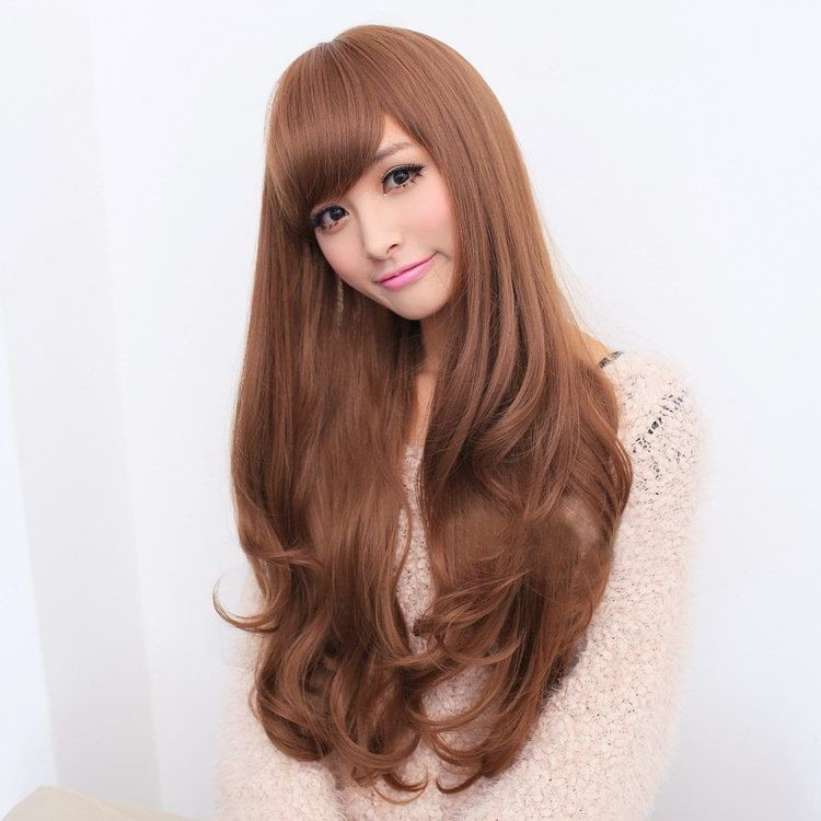 Long Wavy Curly Full Hair Wigs w Side Bangs Cosplay Costume Fancy Anime Womens, Black Payday Deals