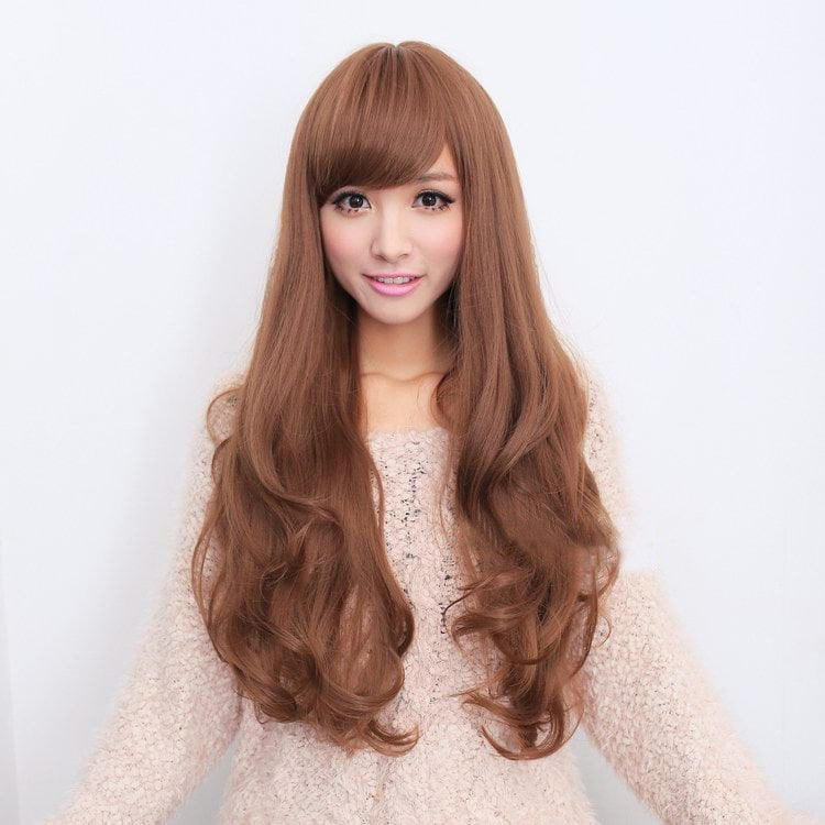 Long Wavy Curly Full Hair Wigs w Side Bangs Cosplay Costume Fancy Anime Womens, Burgundy Payday Deals