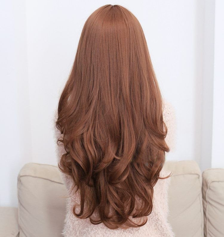 Long Wavy Curly Full Hair Wigs w Side Bangs Cosplay Costume Fancy Anime Womens, Dark Brown Payday Deals