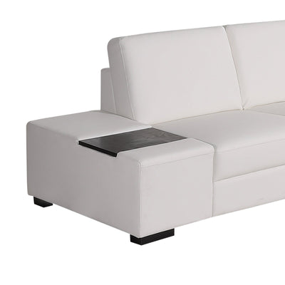 Lounge Set Luxurious 6 Seater Bonded Leather Corner Sofa Living Room Couch in White with Chaise Payday Deals