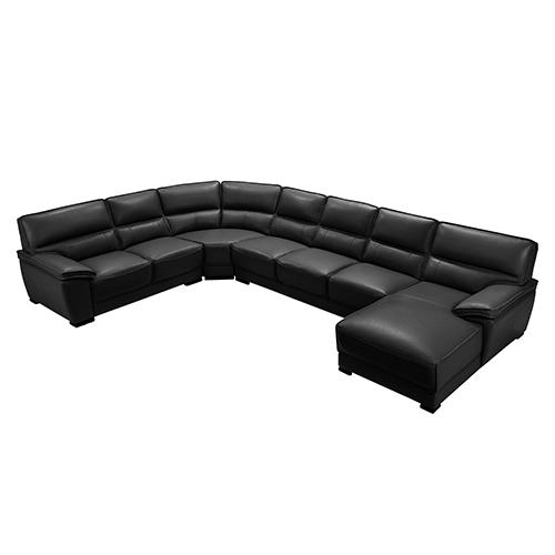 Lounge Set Luxurious 7 Seater Bonded Leather Corner Sofa Living Room Couch in Black with Chaise dropshipzone Australia