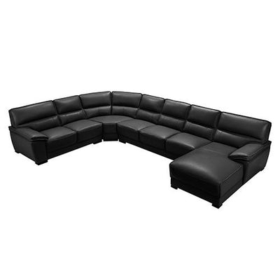 Lounge Set Luxurious 7 Seater Bonded Leather Corner Sofa Living Room Couch in Black with Chaise Payday Deals