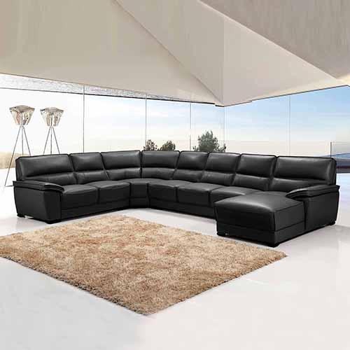 Lounge Set Luxurious 7 Seater Bonded Leather Corner Sofa Living Room Couch in Black with Chaise Payday Deals