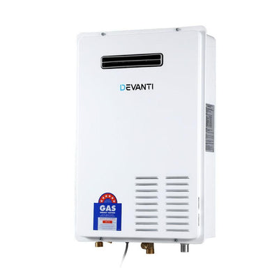 Devanti LPG Gas Water Heater 20L Home Instant Hot Outdoor Household White