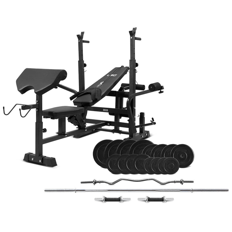 LSG GBN100 Multi Function Bench Press with 90kg Weight and Bar set Payday Deals