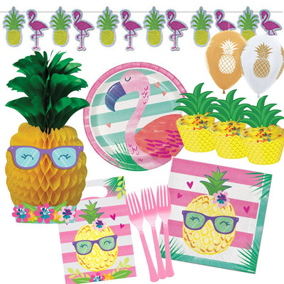 Luau Hawaiian Pineapple & Flamingo Party Pack
