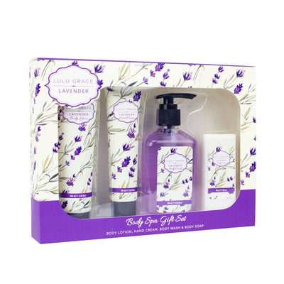 Lulu Grace Lavender 4pc Body Care Gift Set Lotion Hand Cream Body Wash Soap