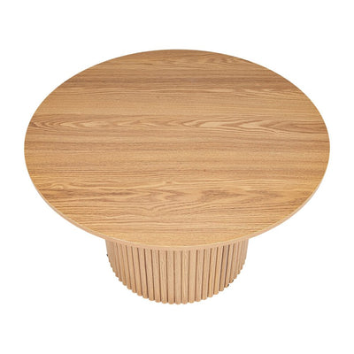 Luxe Ribbed Round Coffee Table Wooden Payday Deals