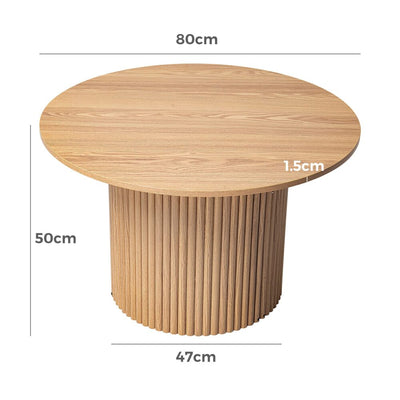 Luxe Ribbed Round Coffee Table Wooden Payday Deals