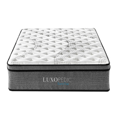 Luxopedic Pocket Spring Mattress 5 Zone 32CM Euro Top Memory Foam Medium Firm White, Grey King Single Payday Deals