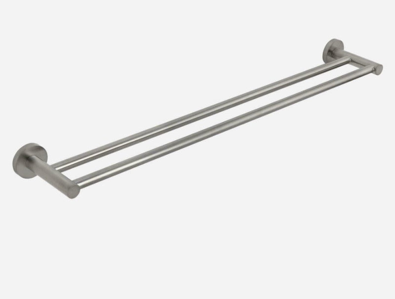 Luxurious Brushed Nickel Stainless Steel 304 Towel Rack Rail - Double Bar 800mm Payday Deals