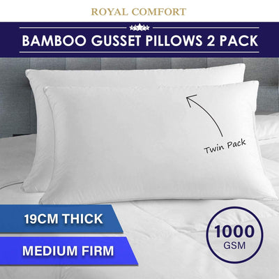 Luxury - Bamboo Gusset Pillow - Twin Pack Payday Deals