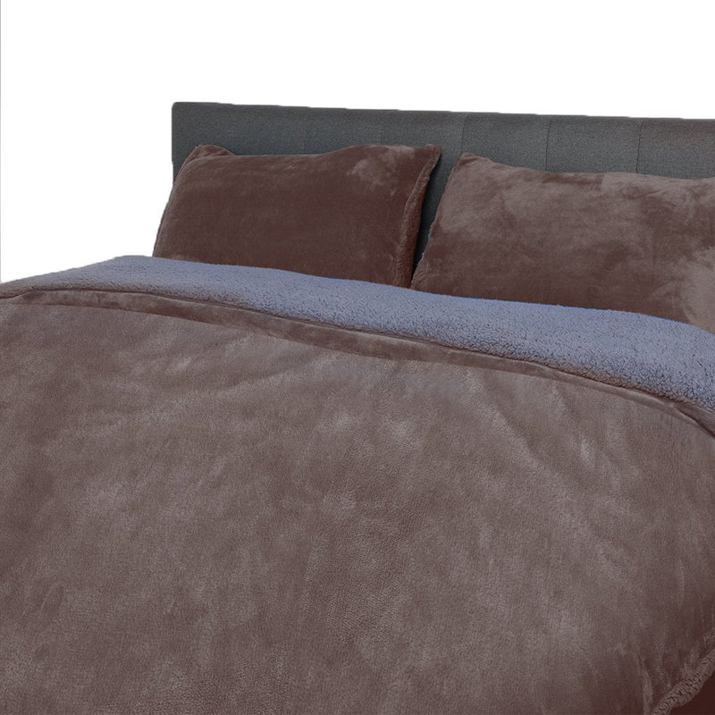 Luxury Bedding Two-Sided Quilt Cover with Pillowcase Super King Size Taupe Payday Deals