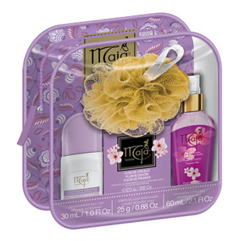 Maja Plum Blossom Gift Set Bag 30ml Roll on Deodorant 25gm Luxury Soap 60ml Body Mist Spray Payday Deals