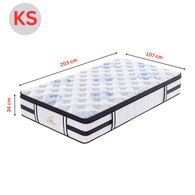 Majestic Rest King Single Size 7 Zones Luxury Premium Firm Pocket Spring 34cm Mattress Payday Deals