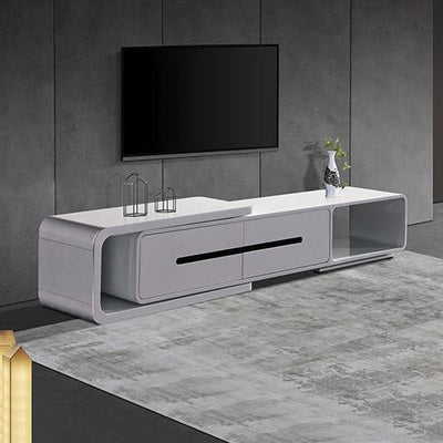 TV Cabinet with 2 Storage Drawers With High Glossy Assembled Entertainment Unit in White colour
