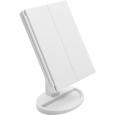 Makeup Mirror With LED Light Standing Mirror Magnifying Tri-Fold Touch Payday Deals