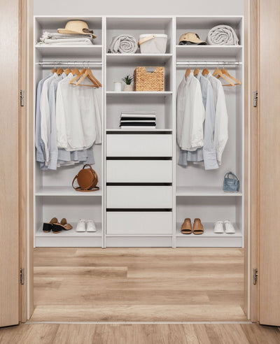 MALMO THREE SHELF/FOUR DRAWER WALK IN WARDROBE - VJ PANEL