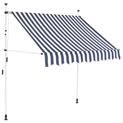 Manual Retractable Awning 200 cm Blue and White Stripes Payday Deals