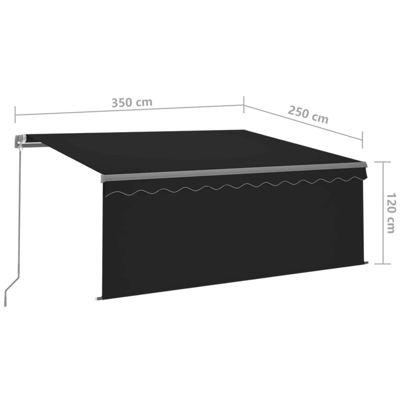 Manual Retractable Awning with Blind&LED 3.5x2.5m Anthracite Payday Deals