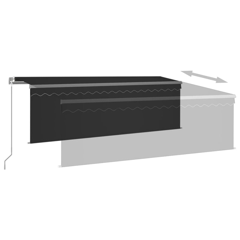 Manual Retractable Awning with Blind&LED 4x3m Anthracite Payday Deals