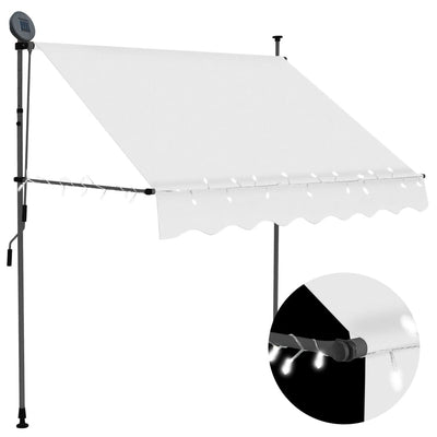 Manual Retractable Awning with LED 200 cm Cream