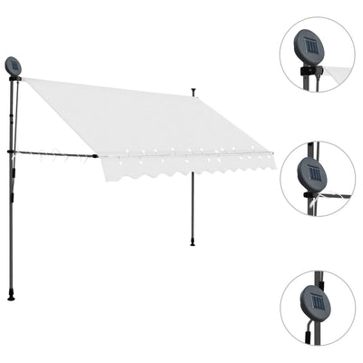 Manual Retractable Awning with LED 250 cm Cream Payday Deals