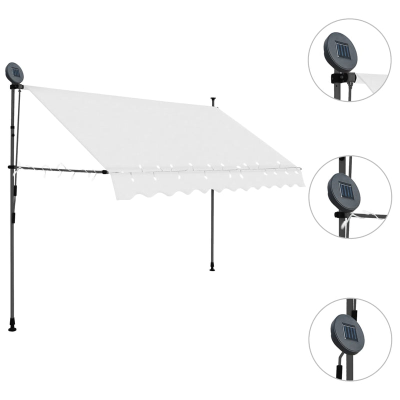 Manual Retractable Awning with LED 250 cm Cream Payday Deals