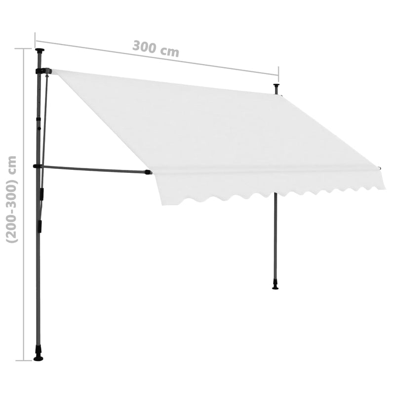 Manual Retractable Awning with LED 300 cm Cream Payday Deals