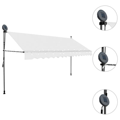 Manual Retractable Awning with LED 350 cm Cream Payday Deals