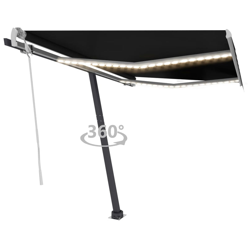 Manual Retractable Awning with LED 350x250 cm Anthracite Payday Deals