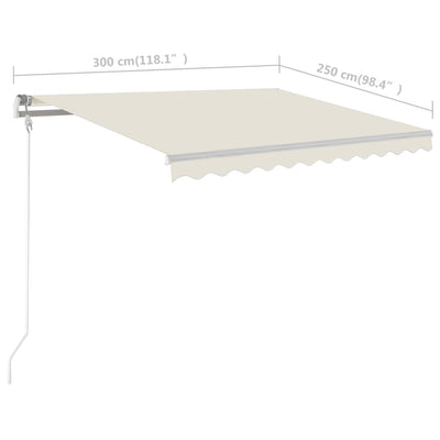 Manual Retractable Awning with LED 3x2.5 m Cream Payday Deals