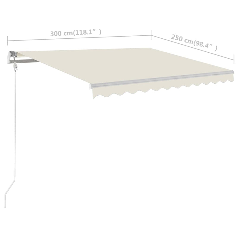 Manual Retractable Awning with LED 3x2.5 m Cream Payday Deals