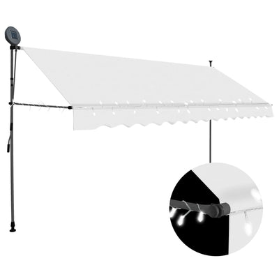 Manual Retractable Awning with LED 400 cm Cream Payday Deals