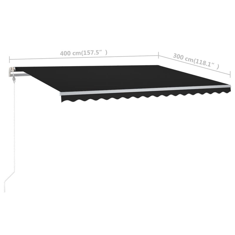 Manual Retractable Awning with LED 400x300 cm Anthracite Payday Deals