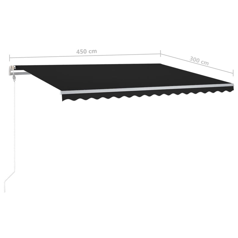 Manual Retractable Awning with LED 450x300 cm Anthracite Payday Deals