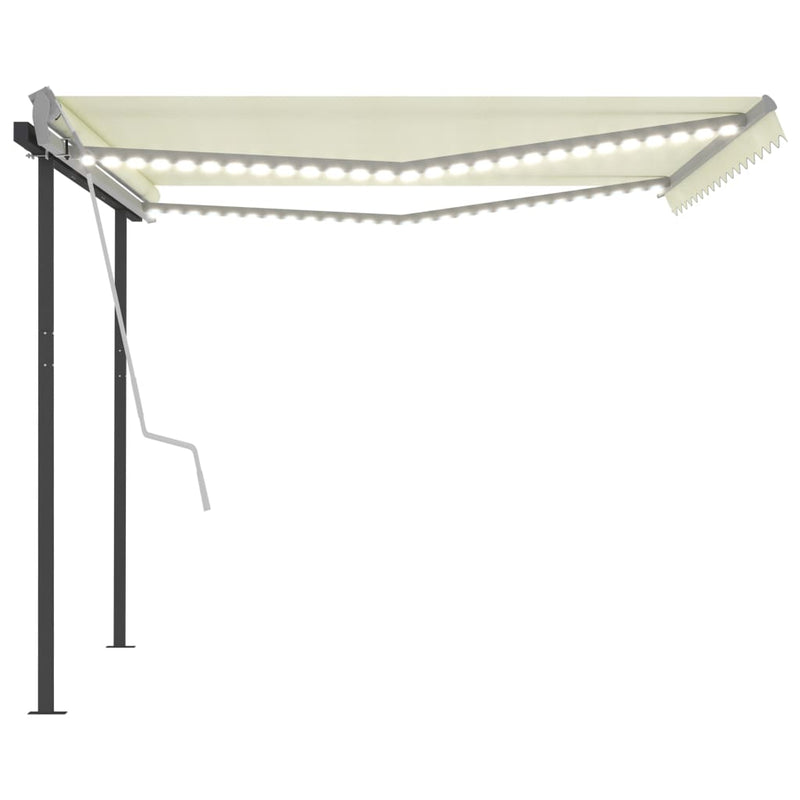 Manual Retractable Awning with LED 4x3 m Cream Payday Deals