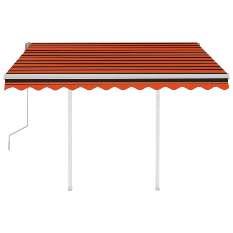 Manual Retractable Awning with Posts 3x2.5 m Orange and Brown Payday Deals
