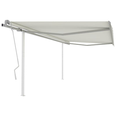 Manual Retractable Awning with Posts 4x3 m Cream Payday Deals