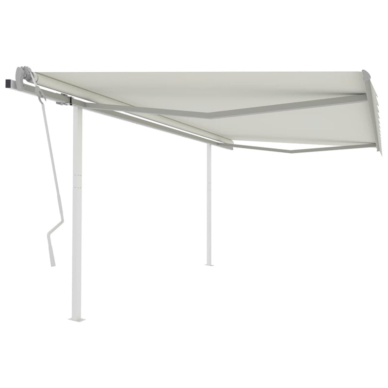 Manual Retractable Awning with Posts 4x3 m Cream Payday Deals